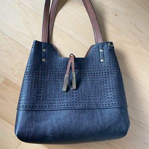 Calvin Klein black and brown reversible purse